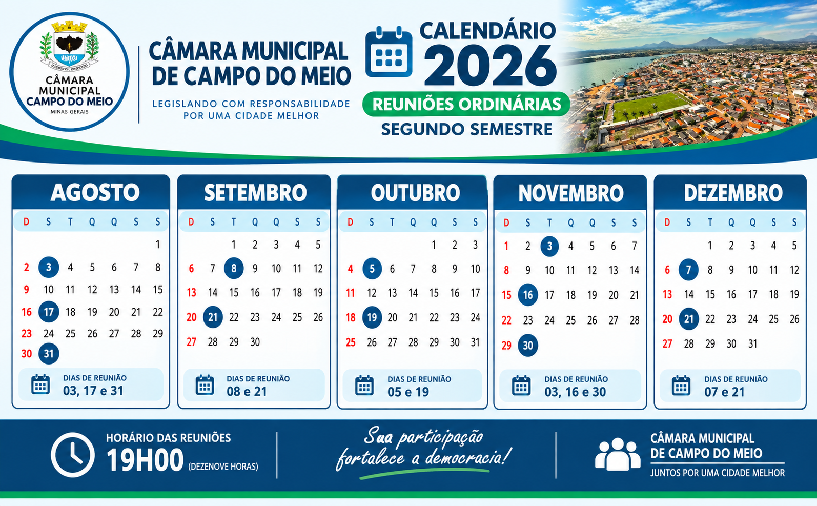 Reuniões Ordinárias 2 semestre de 2026